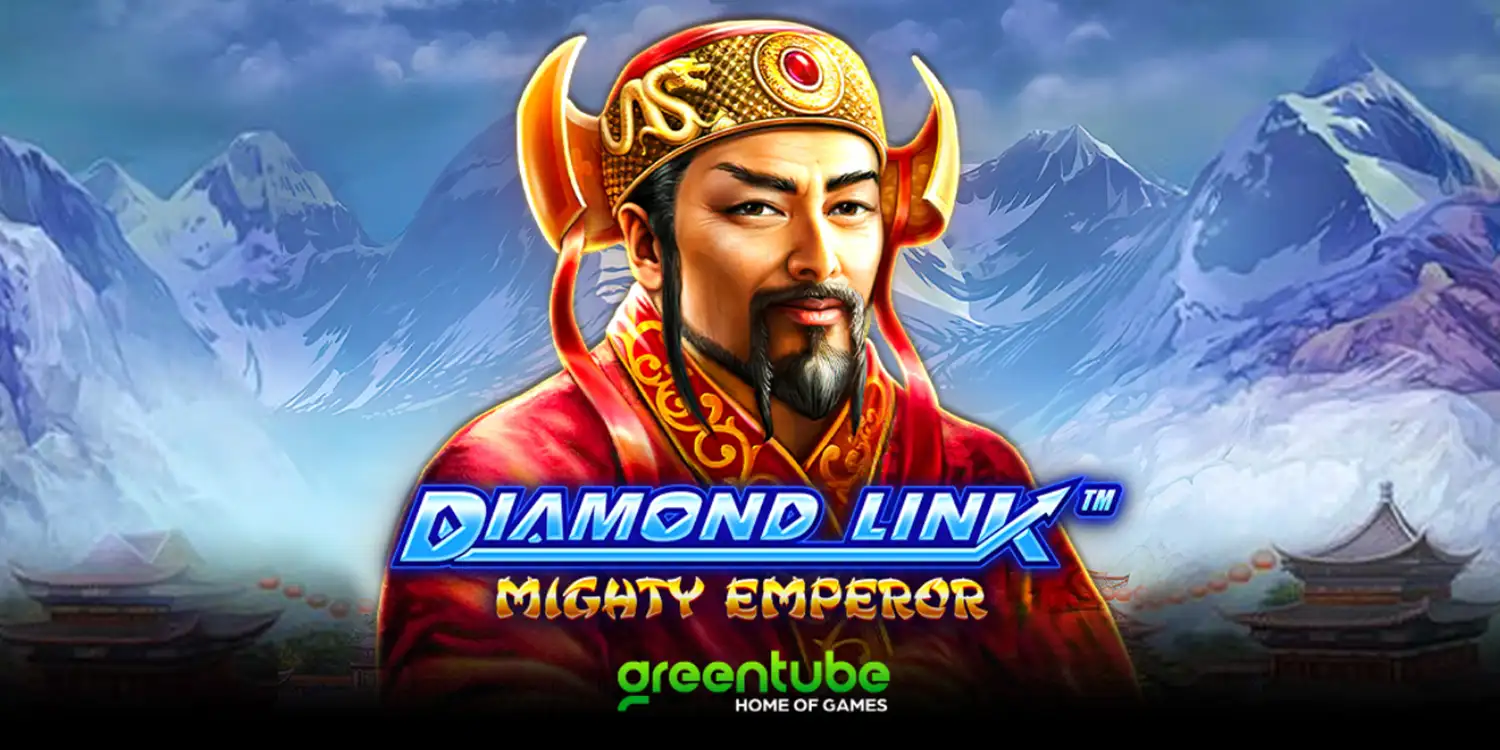 Der entschlossene Kaiser über dem Diamond Link Mighty Emperor Schriftzug