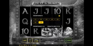 Auswahl des Einsatzes (zwischen 0,1 und 1 EUR) bei Eye of the Dragon