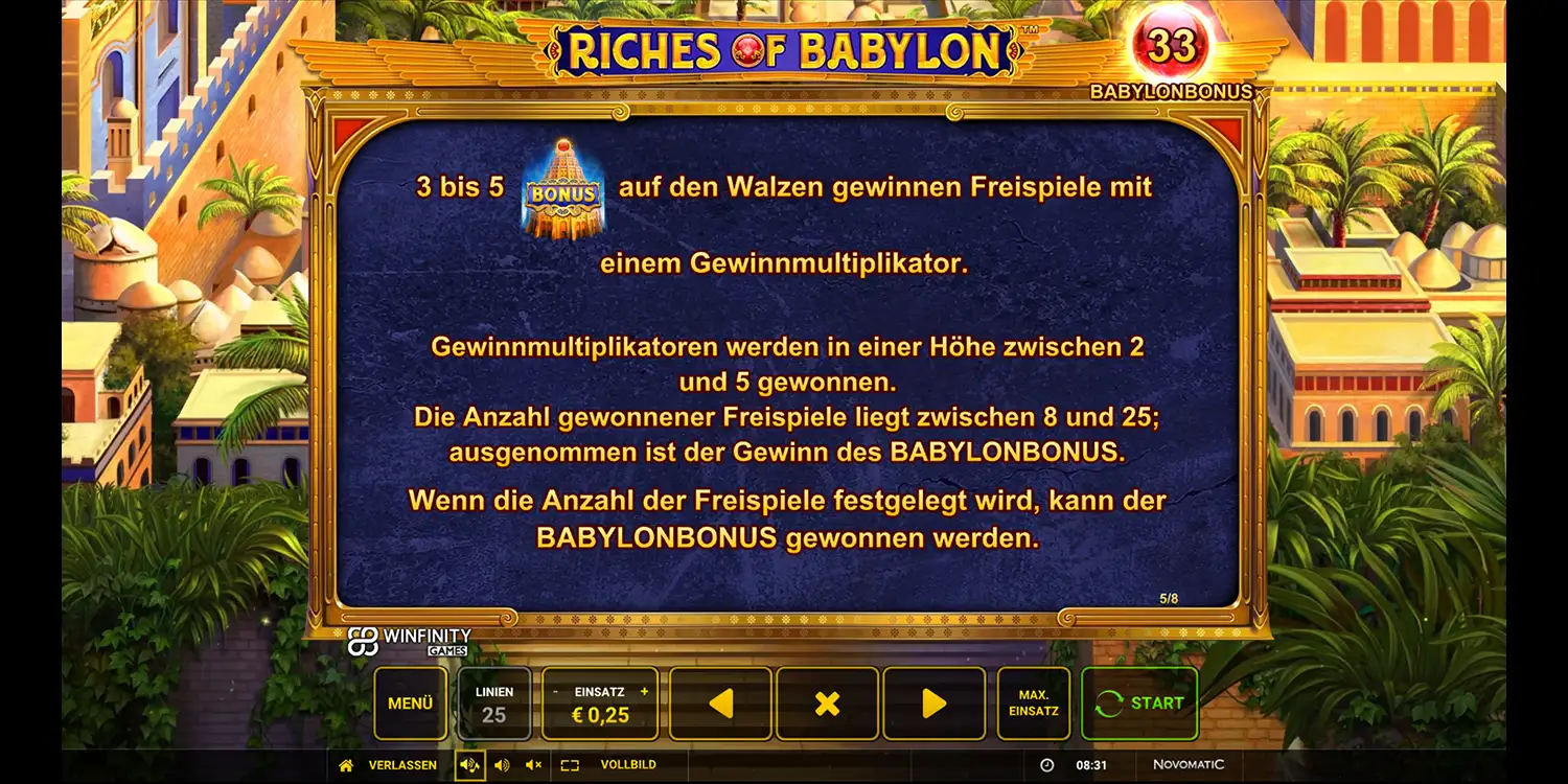 Freispiele bei Riches of Babylon