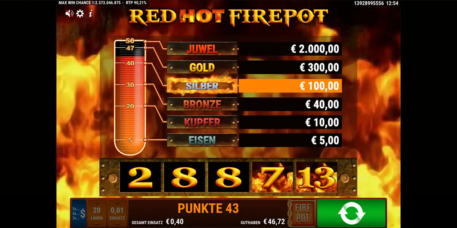 Firepot Ausspielung bei Royal Seven XXL Red Hot Firepot