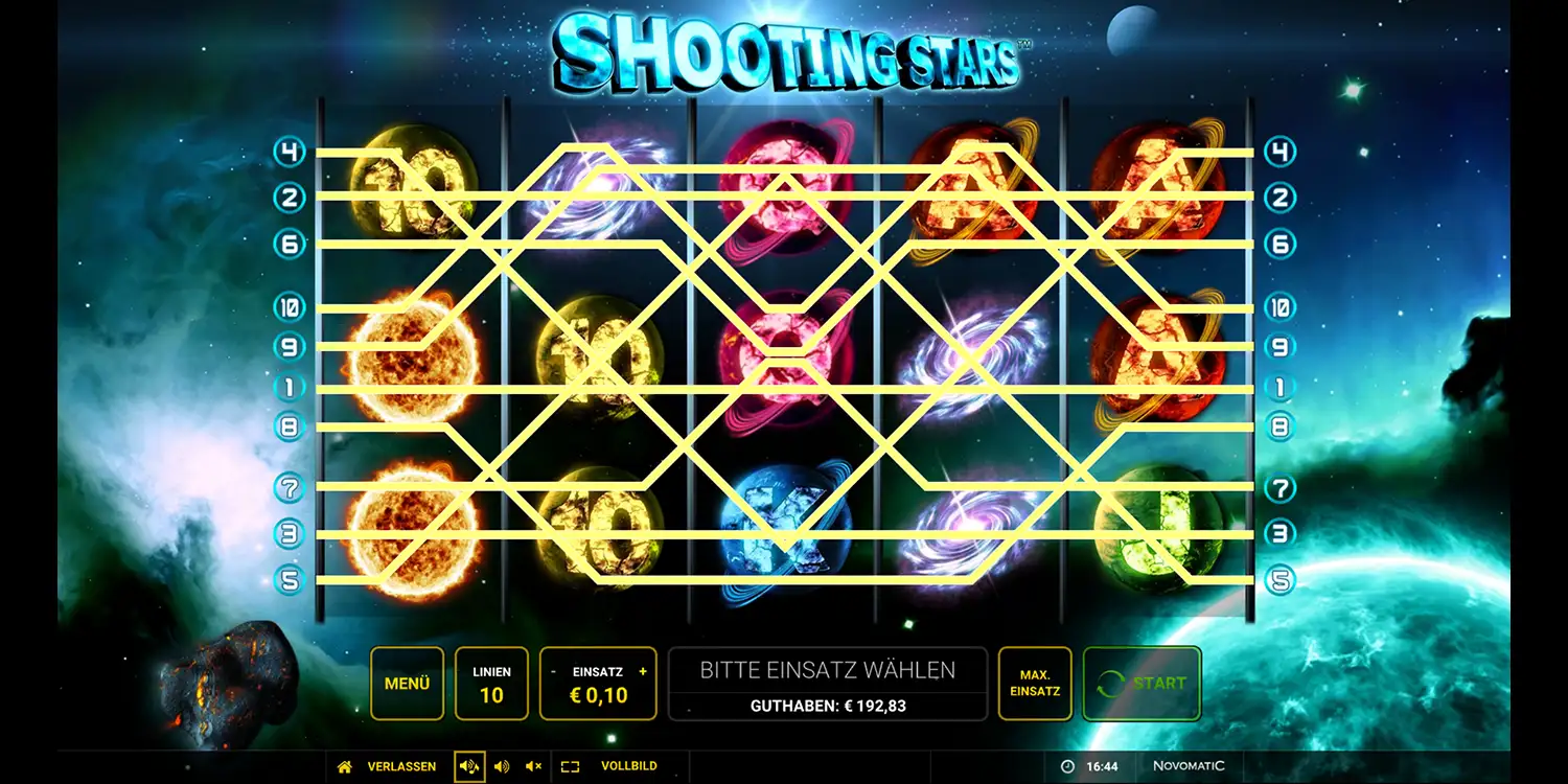 Gewinnlinien bei Shooting Stars