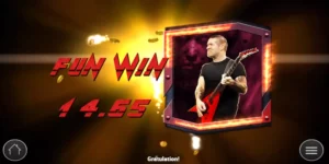Bei einem hohen Gewinn erscheint die Aufschrift "Fun Win" neben dem Gitarrenspieler.