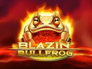 Der feurige Frosch hinter dem Blazin Bullfrog Schriftzug.