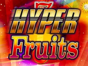Der Hyper Fruits Schriftzug auf buntem Hintergrund