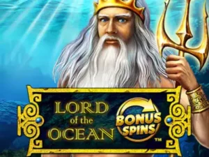 Der König der Meere hinter dem Lord of the Ocean Bonus Spins Schriftzug.
