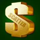 Dollar-Zeichen mit Scatter-Aufschrift auf grünem Hintergrund