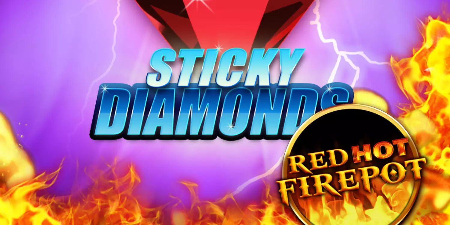 Sticky Diamonds Schriftzug über dem feurigen Red Hot Firepot Stempel 