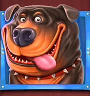 Lächelnder Schwarzer Wachhund mit Stachelhalsband