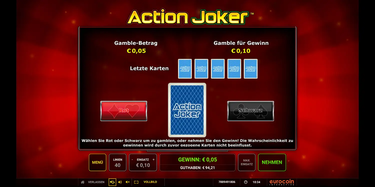 Kartenrisiko bei Action Joker