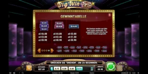Gewinntabelle niedrige Symbole bei Big Win 777
