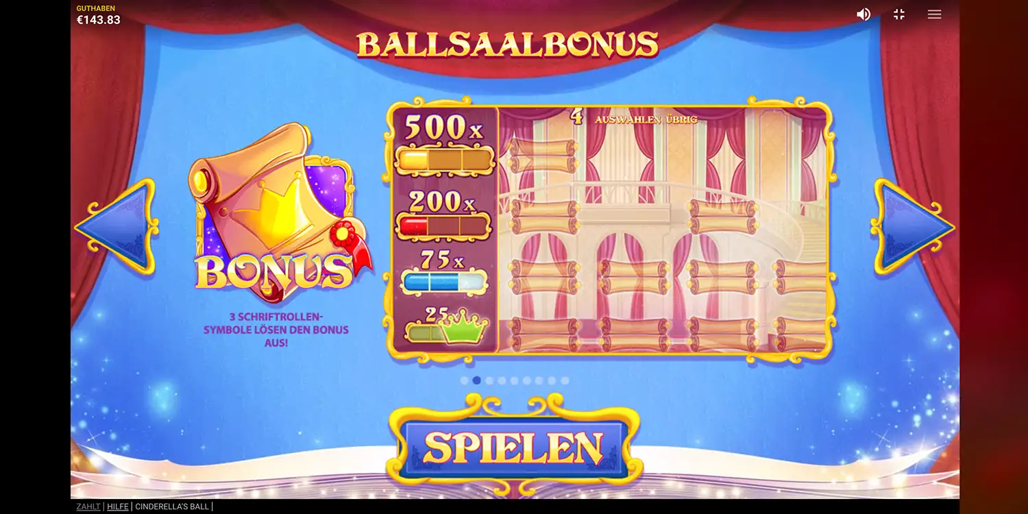 Ballsaalbonus bei Cinderellas Ball