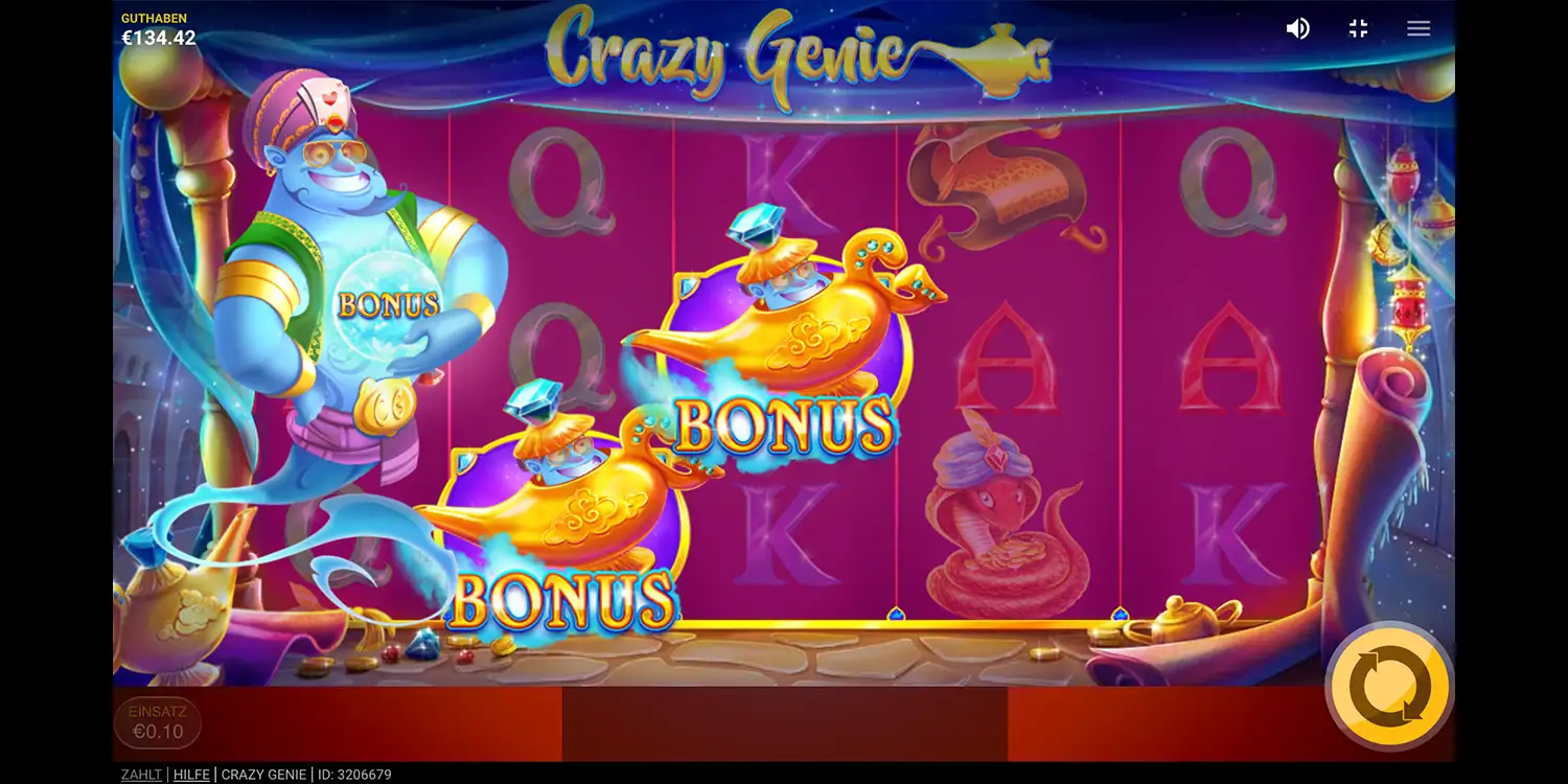 Dschinni-Bonus bei Crazy Genie