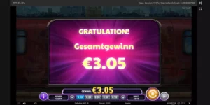 Meldung "Gratulaton! Gesamtgewinn 3.05 Euro"