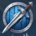 Schwert mit blauem Schild
