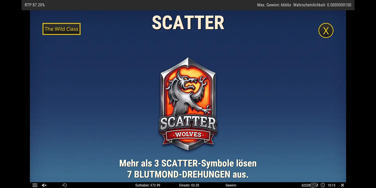 Scatter-Symbol bei The Wild Class