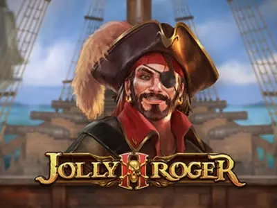 Der Pirat hinter dem Jolly Roger 2 Schriftzug.