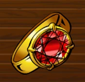 Goldener Ring mit rotem Stein