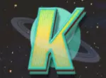 K mit Planeten im Hintergrund