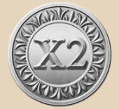 Silberne Münze mit x2 Multiplikator (Wild-Symbol)