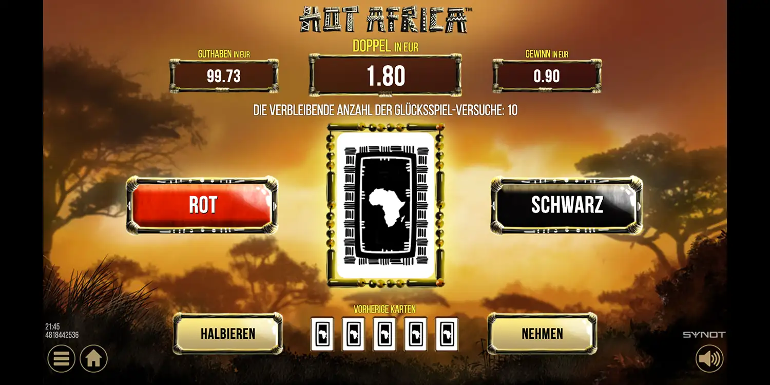 Kartenrisiko bei Hot Africa