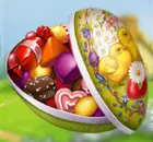 Ei mit Süßigkeiten gefüllt