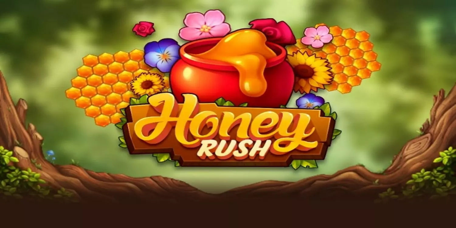 Honey Rush Schriftzug unter einem Honigtopf.