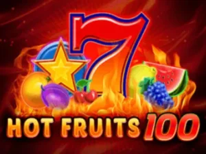 Eine 7 neben den Früchte-Symbolen vom Hot Fruits 100 Slot.