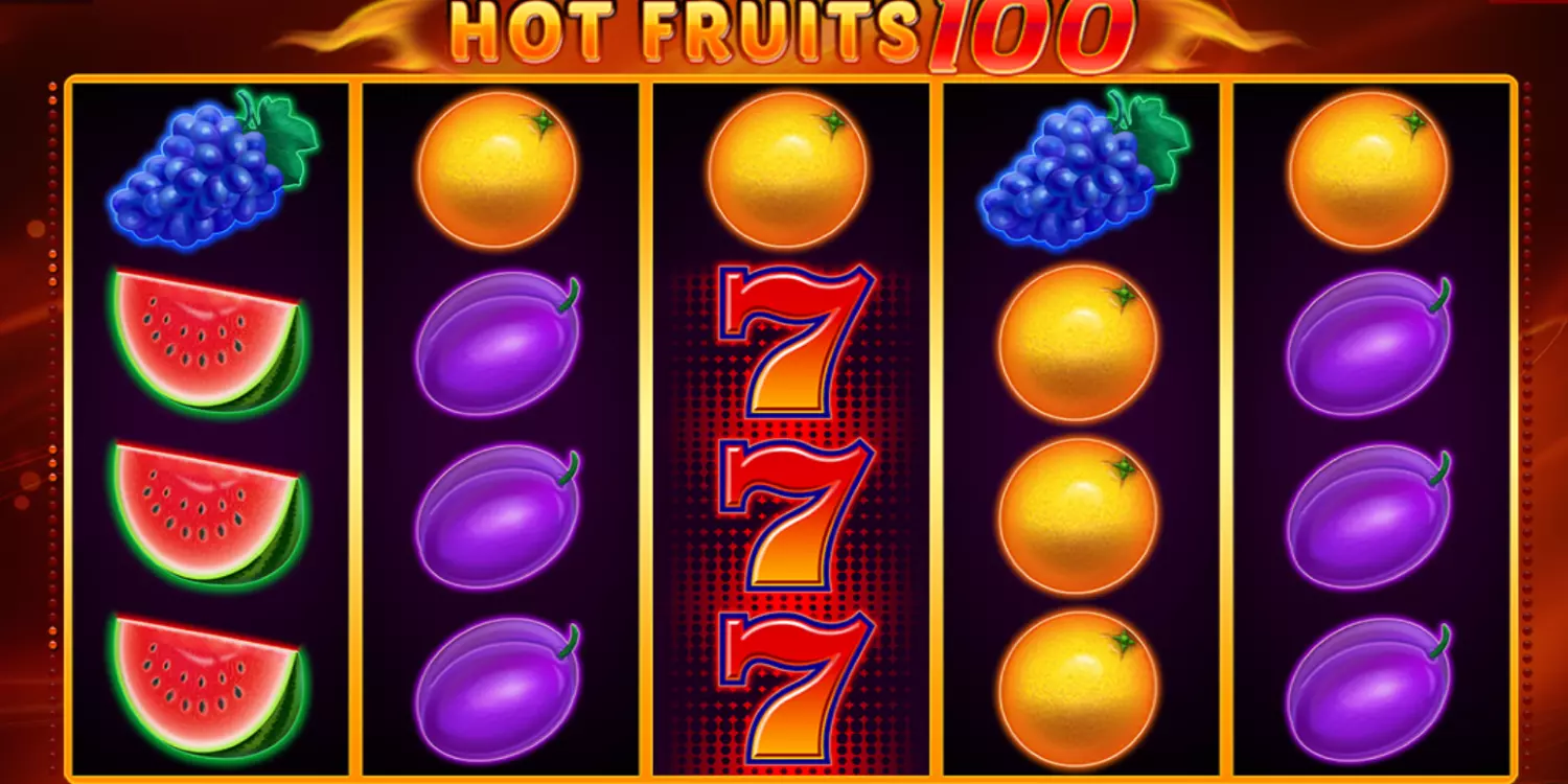 Das Hot Fruits 100 Spielfeld vor dem ersten Spin. 