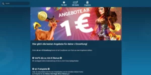 Bonusangebot: 100 % bis zu 100 Euro auf die erste Einzahlung ODER 50 Freispiele