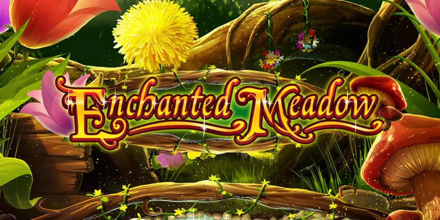 Enchanted Meadow Schriftzug in einem Zauberwald 