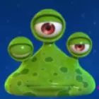 Grünes Alien mit 3 Augen