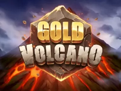 Der Vulkan hinter dem Gold Volcano Schriftzug