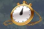 Goldene Taschenuhr zeigt 12:00 Uhr an