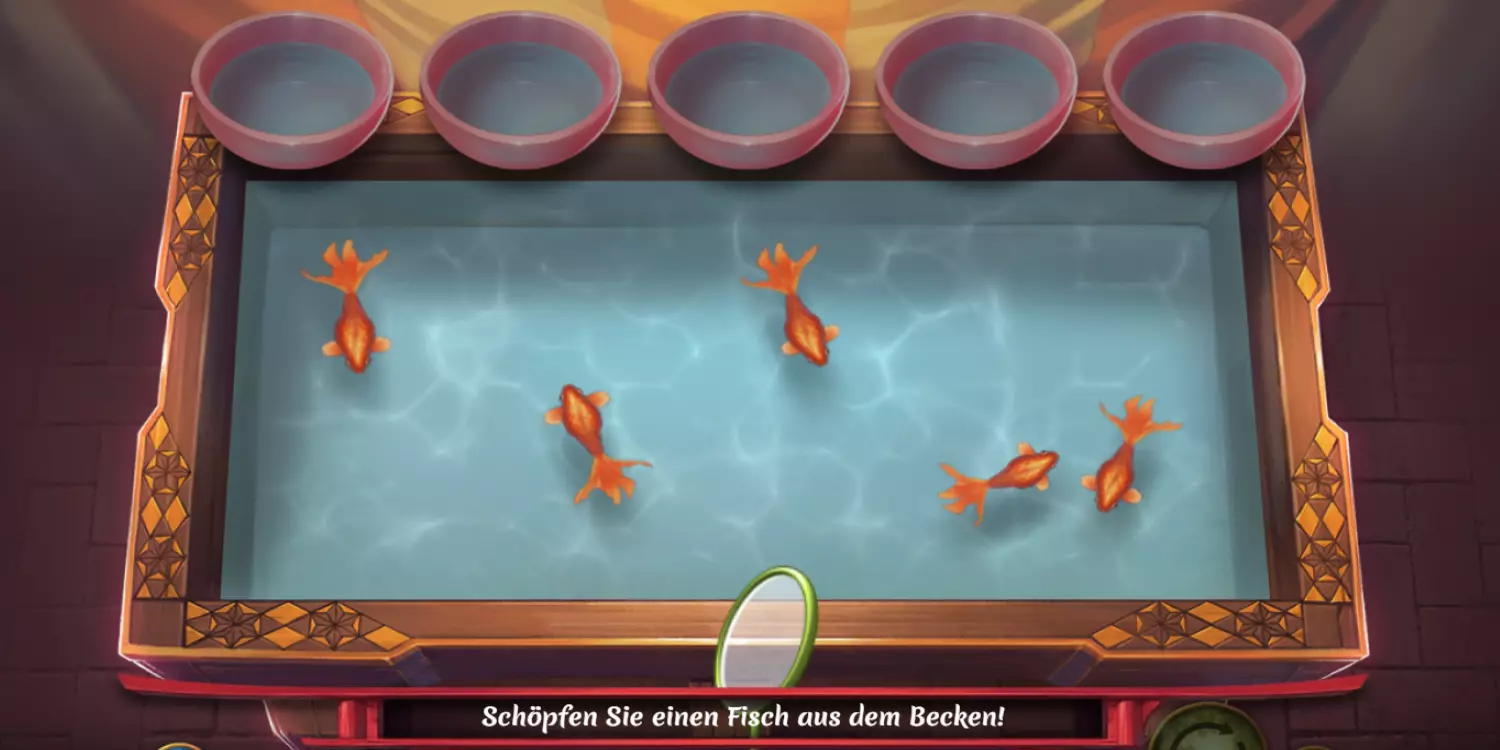 Mehrere Goldfische stehen zur Auswahl im Bonusspiel. 
