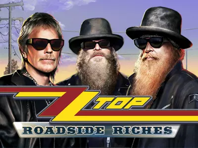 3 Rocker hinter dem ZZ Top Roadside Riches Schriftzug