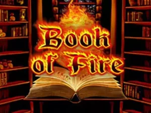 Brennendes Buch mit Book of Fire Schriftzug