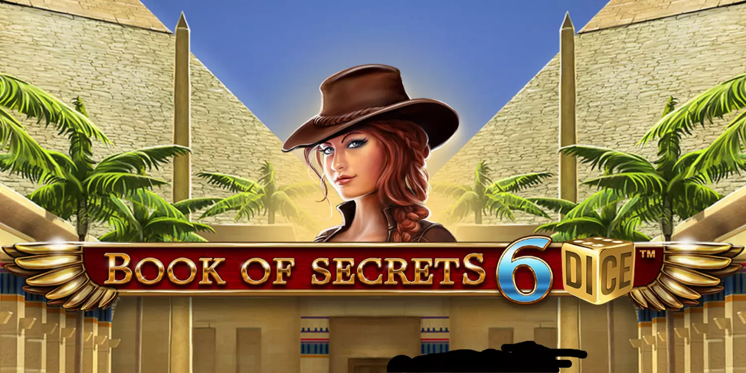 Book of Secrets 6 Schriftzug mit einer Abenteurerin im Hintergrund 