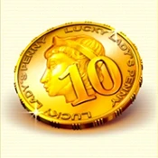Goldene 10 Cent Münze mit Kopf einer Frau
