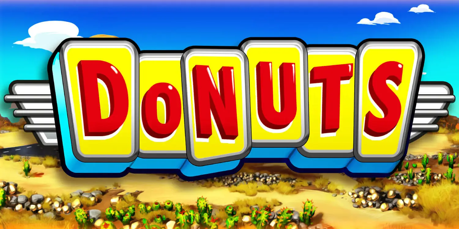 Schriftzug "Donuts" vor Kaktus-Wüste