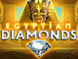 Egyptian Diamonds Schriftzug mit einem Diamanten und einer Pharao-Maske.