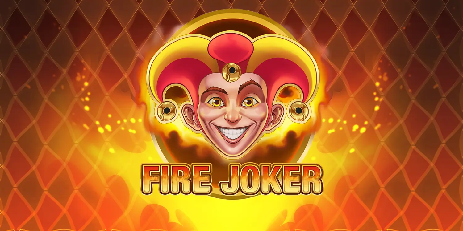 Joker-Kopf in Flammen stehend mit Schriftzug "Fire Joker"