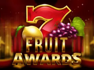 Fruit Awards Schriftzug mit einer roten Sieben und den Früchten des Slots.