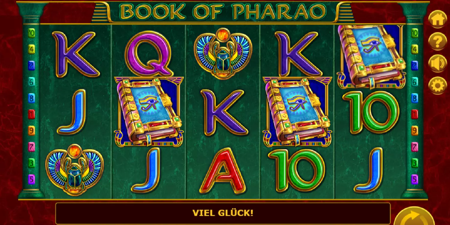 3 Scatter landen bei Book of Pharao auf den Walzen 2, 4 und 5 und führen ins Freispiel 