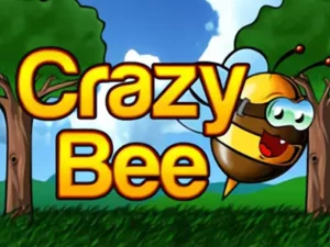 Crazy Bee Schriftzug mit einer Biene im Comic-Stil