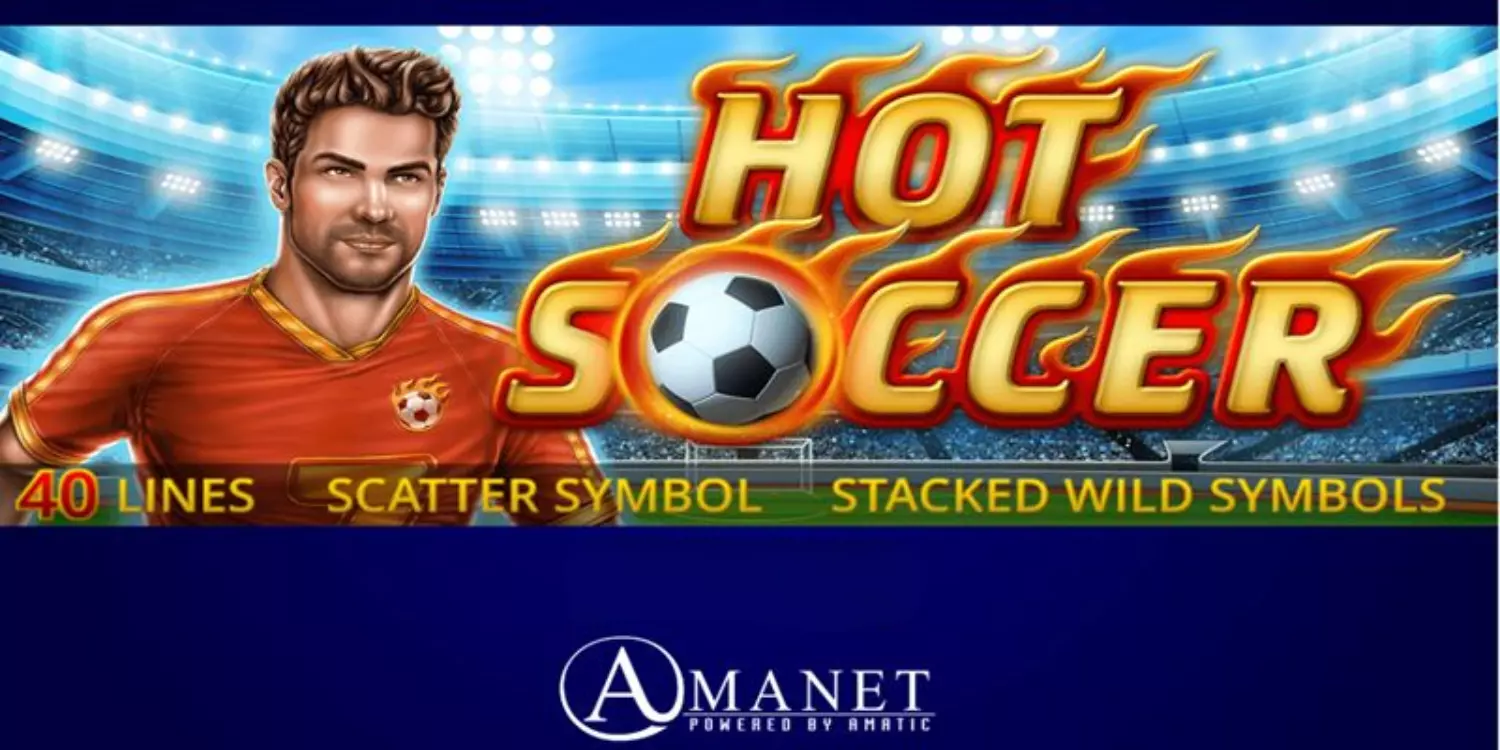 Fußballspieler mit Hot Soccer Schriftzug 