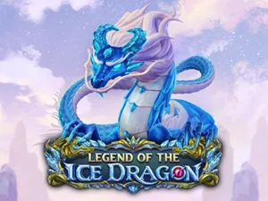 Blauer Drache und Schriftzug "Legend of the Ice Dragon"