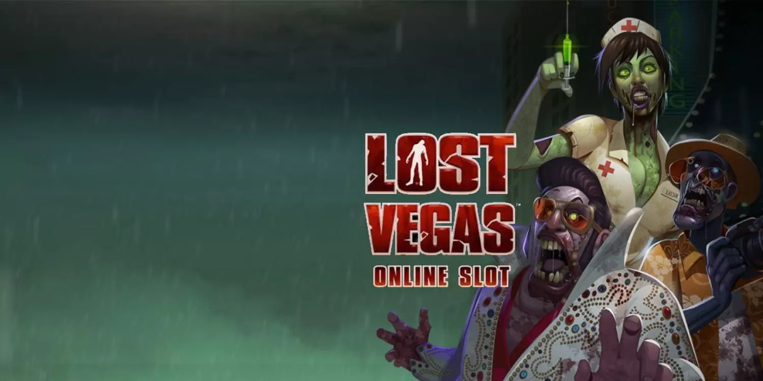 Lost Vegas Schriftzug mit Zombies im Hintergrund