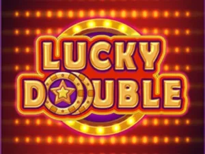Lucky Double Schriftzug mit 2 Pokerchips.