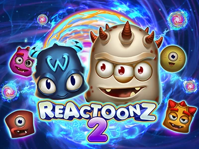 Titelbild mit diversen Aliens, die um den Energieball herum schwirren, daneben Schriftzug "Reactoonz 2"