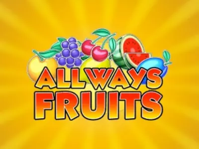 All Ways Fruits Schriftzug mit den Früchten des Slots im Hintergrund.